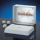 K 9355 - Polystyrene Indoor Enclosures w/ Metric Knockouts & Terminals W 10.24" (260 mm) x H 8.27" (210 mm) x D 4.57" (116 mm)