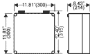 Mi 9230, Empty Enclosures, Hinged, Housing/Lid: Polycarbonate (Opaque/Transparent), Type NEMA 4x, (IP65) Useable Space: (W) 10.83"(275) x (H) 10.83"(275) x (D) 7.52" (191) mm, Transparent Lid