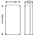 Mi 0401, Empty Enclosure, Housing/Lid: Polycarbonate (Opaque), Type NEMA 4x, (IP65) Useable Space: (W) 10.83"(275) x (H) 22.64"(575) x (D) 5.75" (146) with Opaque Lid